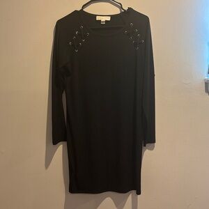 Michael Kors Black Long Sleeve Dress with Eyelet Accents size M